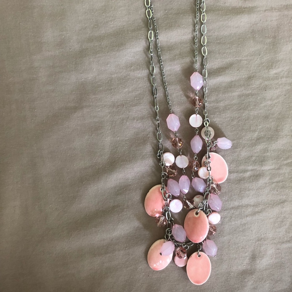Pink necklace earrings are included!!